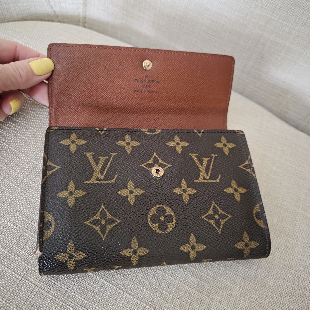 Louis Vuitton Brown and Gold Tri-fold Wallet